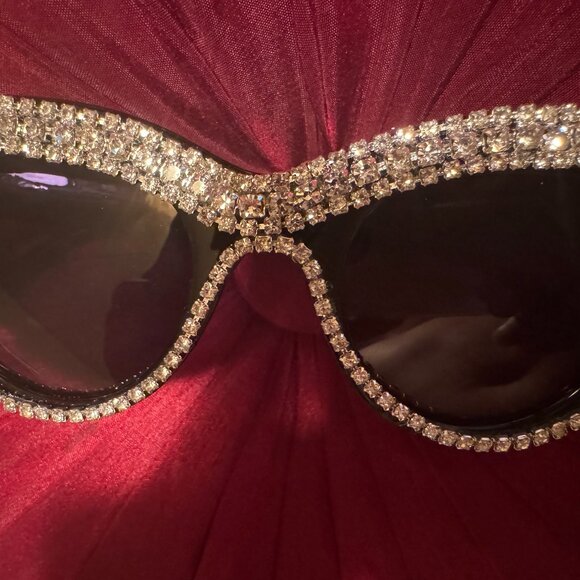 SALE!  Black Cat Eye Rhinestone Encrusted Black Lenses Womens Accessories.